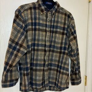 Pendleton Checkered Shirt Jacket in Blue and Tan